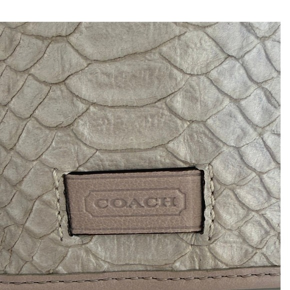 Coach Blush Python Embossed Leather Fold Over Clutch 11x6